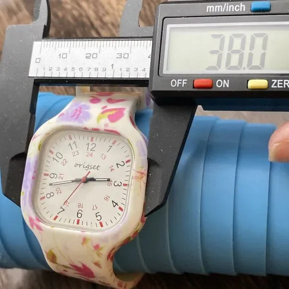 Origset Women’s White Flora Watch Silicone Band Square Case 50M Working - Picture 7 of 7